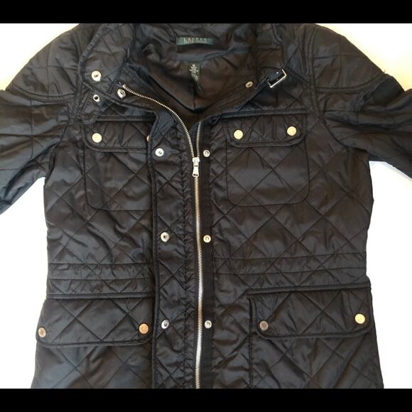 Ralph Lauren Quilted Moto Jacket Black Size Medium - Picture 7 of 12